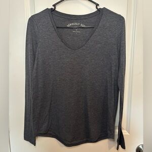 Women's Aero Seriously Soft Gray V-Neck Long Sleeve Top